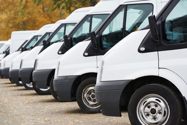 Photo of delivery trucks lined up
