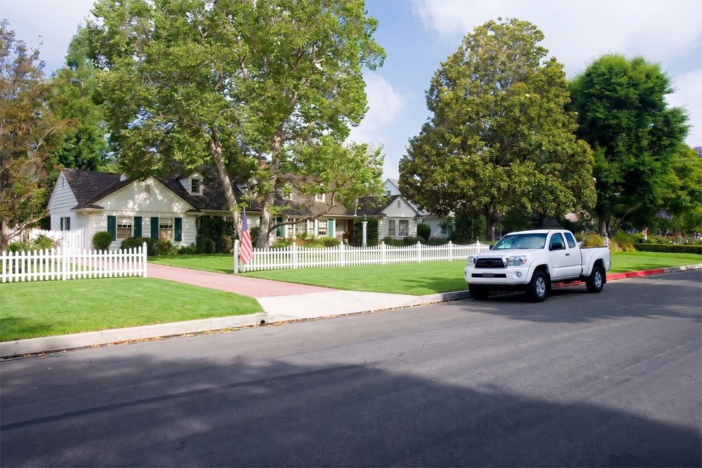 Image of a nice suburban home with a pickup truck parked in front